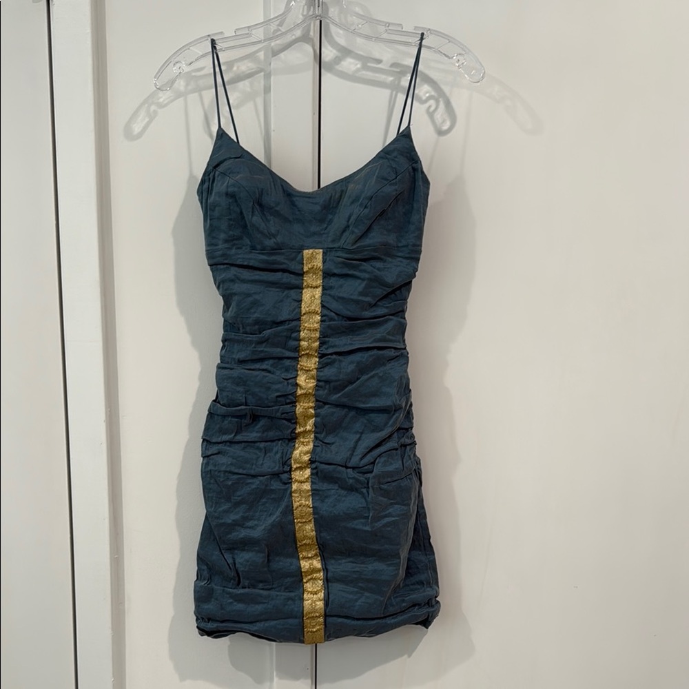 Nicole Miller Blue Bodycon Mini Dress with Spaghetti Straps